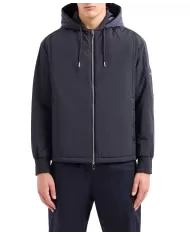 giubbotto sea blue da uomo con logo ricamo e patch | ARMANI EXCHANGE