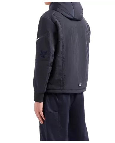 giubbotto sea blue da uomo con logo ricamo e patch | ARMANI EXCHANGE