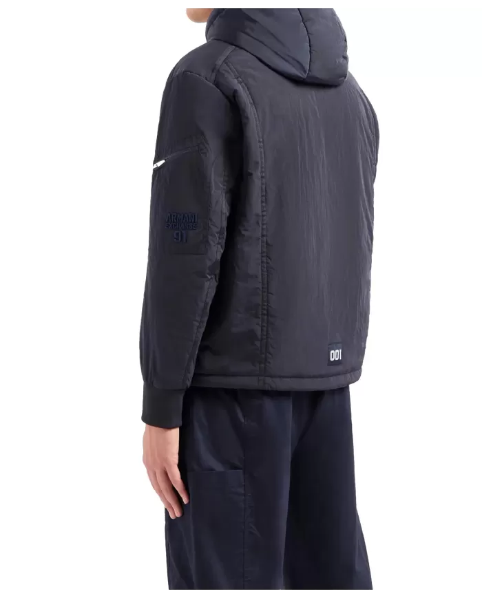 giubbotto sea blue da uomo con logo ricamo e patch | ARMANI EXCHANGE