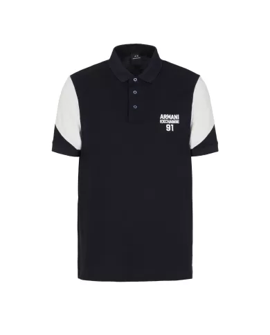 polo deep navy da uomo con motivo in contrasto | ARMANI EXCHANGE