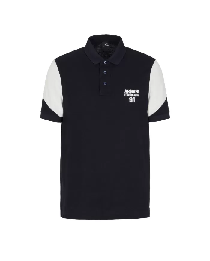 polo deep navy da uomo con motivo in contrasto | ARMANI EXCHANGE polo deep navy da uomo con motivo in contrasto | ARMANI EXCHANGE