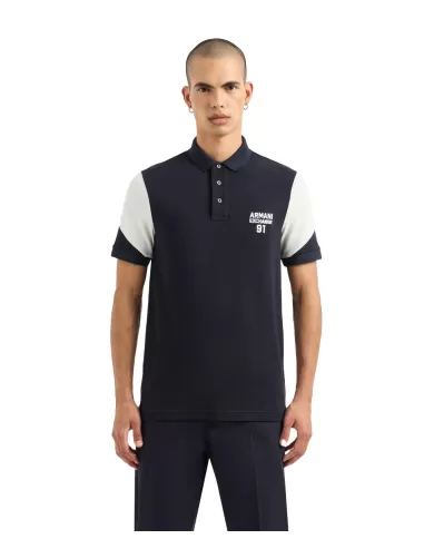 polo deep navy da uomo con motivo in contrasto | ARMANI EXCHANGE