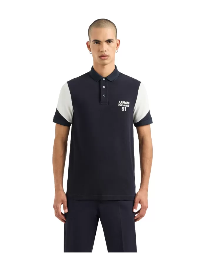 polo deep navy da uomo con motivo in contrasto | ARMANI EXCHANGE polo deep navy da uomo con motivo in contrasto | ARMANI EXCHANGE