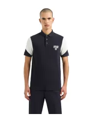 polo deep navy da uomo con motivo in contrasto | ARMANI EXCHANGE