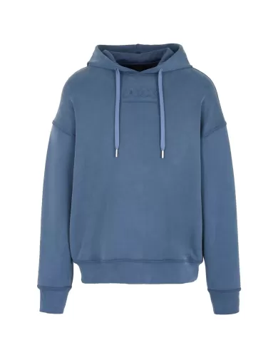 felpa blue avio da uomo con logo impresso sul petto | ARMANI EXCHANGE