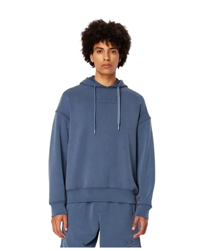 felpa blue avio da uomo con logo impresso sul petto | ARMANI EXCHANGE felpa blue avio da uomo con logo impresso sul petto | ARMANI EXCHANGE