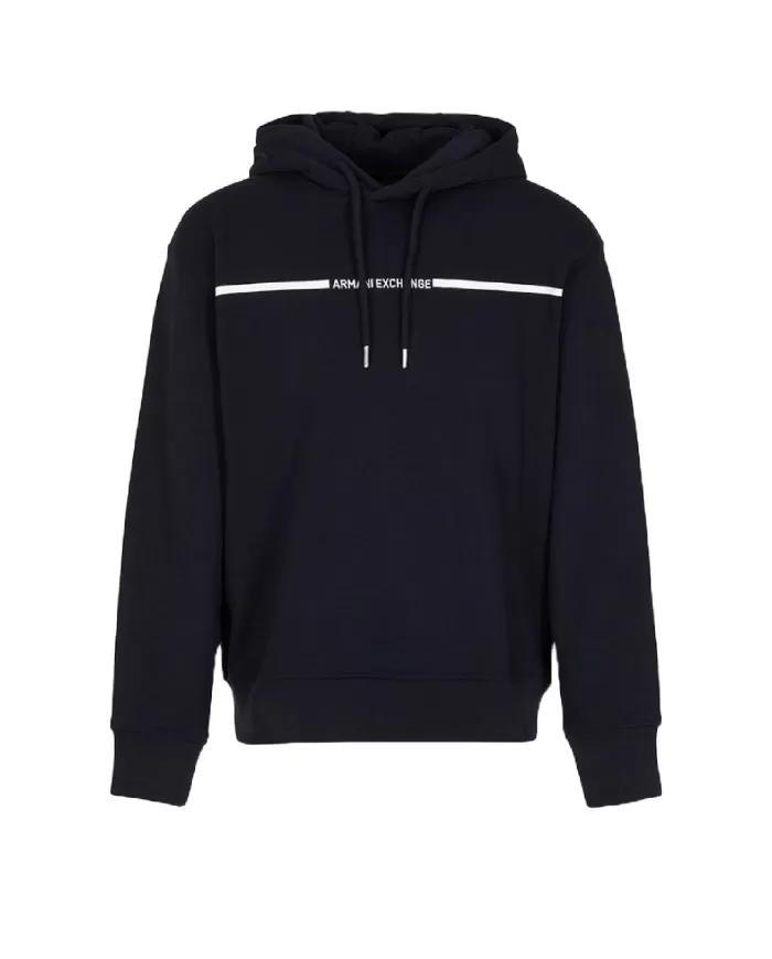 felpa deep navy da uomo con bordi a costine e stampa | ARMANI EXCHANGE felpa deep navy da uomo con bordi a costine e stampa | ARMANI EXCHANGE