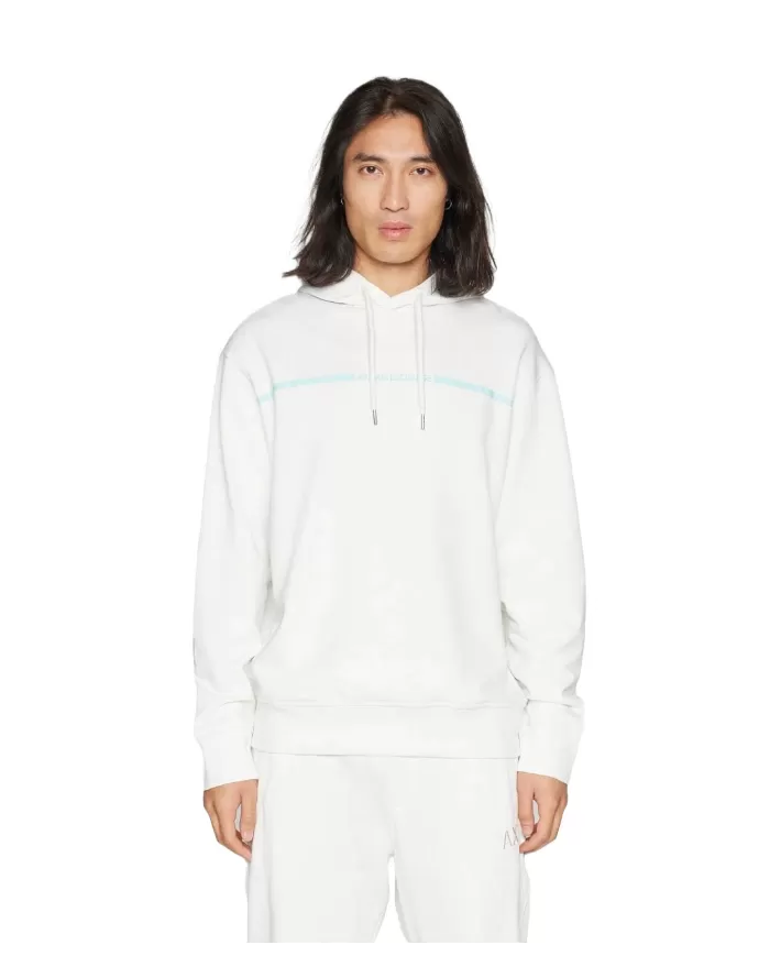 felpa off white da uomo con bordi a costine e stampa | ARMANI EXCHANGE felpa off white da uomo con bordi a costine e stampa | ARMANI EXCHANGE