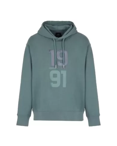 felpa balsam green da uomo con patch e logo ricamo | ARMANI EXCHANGE