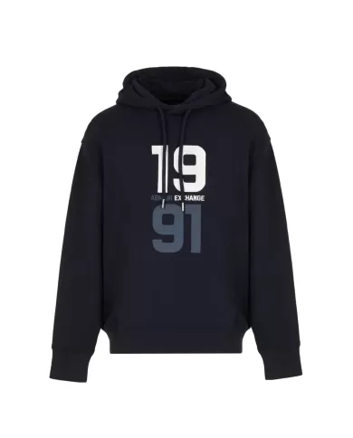 felpa deep navy a uomo con patch e logo ricamo | ARMANI EXCHANGE