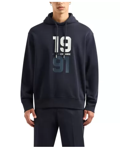 felpa deep navy a uomo con patch e logo ricamo | ARMANI EXCHANGE