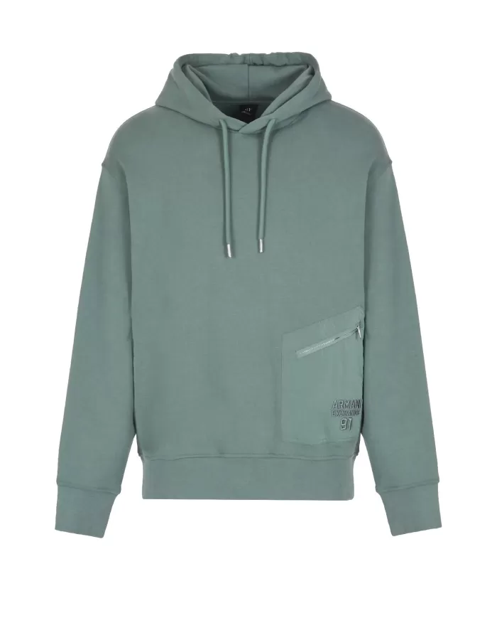felpa balsam green uomo con tasca ricamata con logo | ARMANI EXCHANGE felpa balsam green uomo con tasca ricamata con logo | ARMANI EXCHANGE