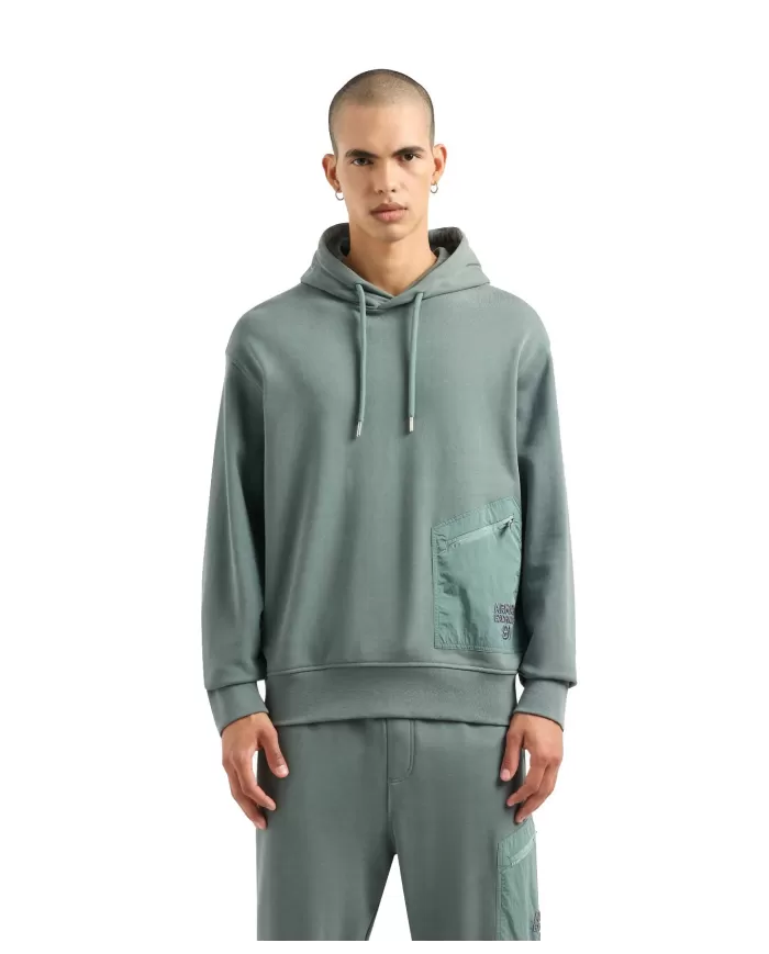 felpa balsam green uomo con tasca ricamata con logo | ARMANI EXCHANGE felpa balsam green uomo con tasca ricamata con logo | ARMANI EXCHANGE