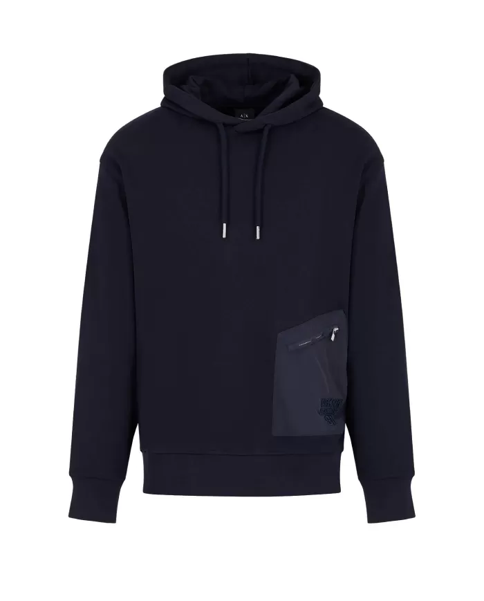 felpa deep navy da uomo con tasca ricamata con logo | ARMANI EXCHANGE felpa deep navy da uomo con tasca ricamata con logo | ARMANI EXCHANGE