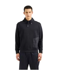 felpa deep navy da uomo con tasca ricamata con logo | ARMANI EXCHANGE
