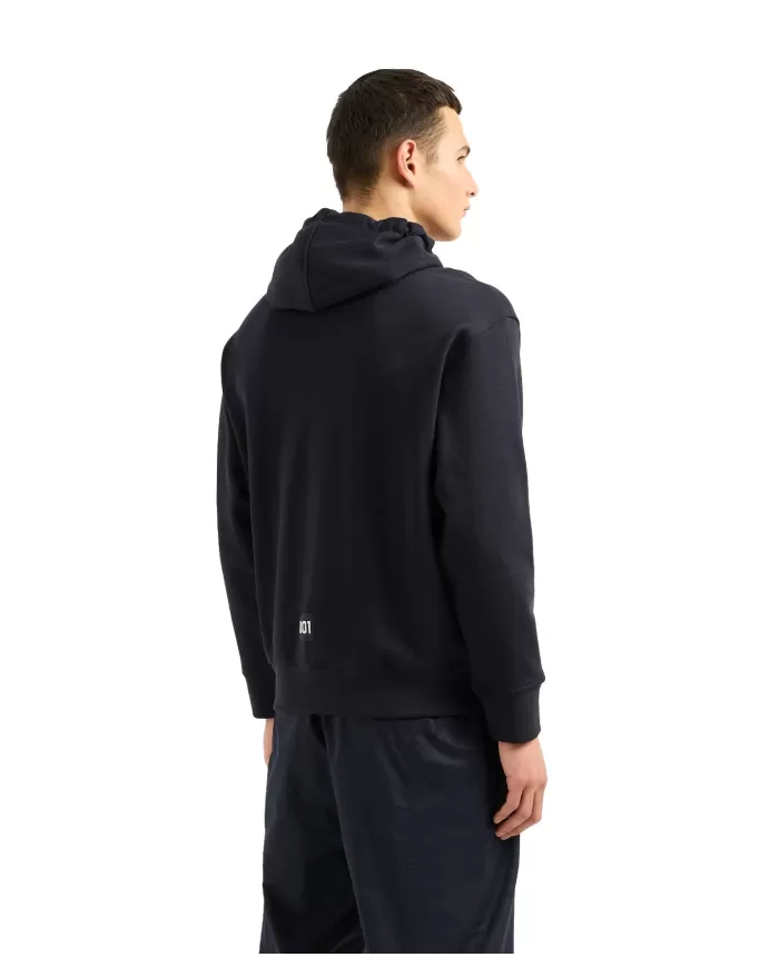 felpa deep navy da uomo con tasca ricamata con logo | ARMANI EXCHANGE