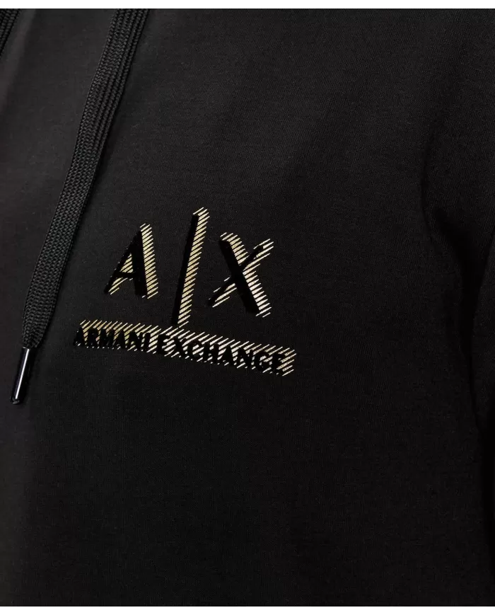 felpa nera da uomo con cappuccio e stampa logata | ARMANI EXCHANGE felpa nera da uomo con cappuccio e stampa logata | ARMANI EXCHANGE