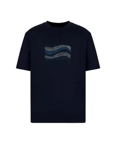 t-shirt deep navy da uomo con stampa, ricami e patch | ARMANI EXCHANGE t-shirt deep navy da uomo con stampa, ricami e patch | ARMANI EXCHANGE