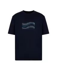 t-shirt deep navy da uomo con stampa, ricami e patch | ARMANI EXCHANGE