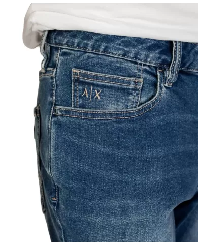 jeans indigo denim uomo con logo su patch e dettagli | ARMANI EXCHANGE jeans indigo denim uomo con logo su patch e dettagli | ARMANI EXCHANGE
