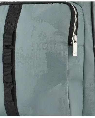 zaino balsam green uomo con motivo logato all-over | ARMANI EXCHANGE