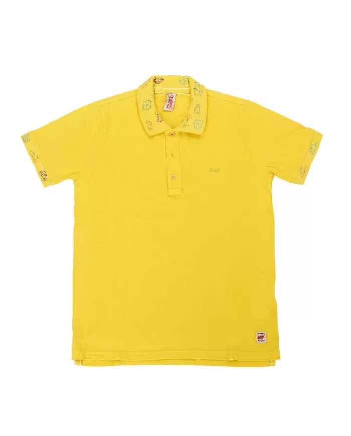 polo giallo da uomo con dettagli e logo ricamati | BOB polo giallo da uomo con dettagli e logo ricamati | BOB