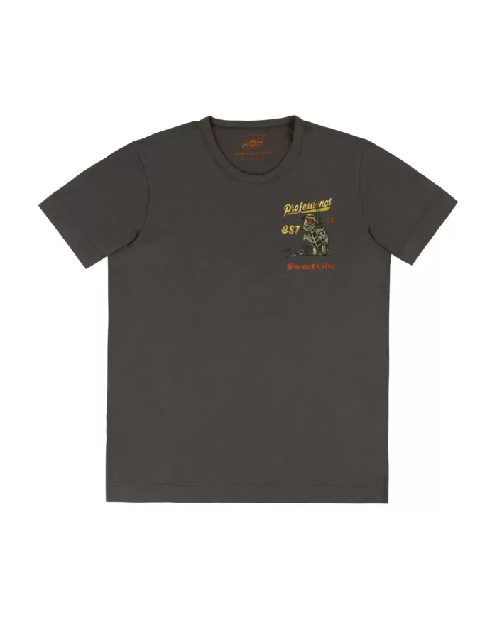 t-shirt piombo da uomo con piccola stampa su petto | BOB t-shirt piombo da uomo con piccola stampa su petto | BOB