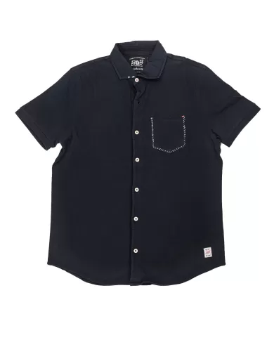 camicia blu da uomo con dettaglio ricamato e taschino | BOB camicia blu da uomo con dettaglio ricamato e taschino | BOB