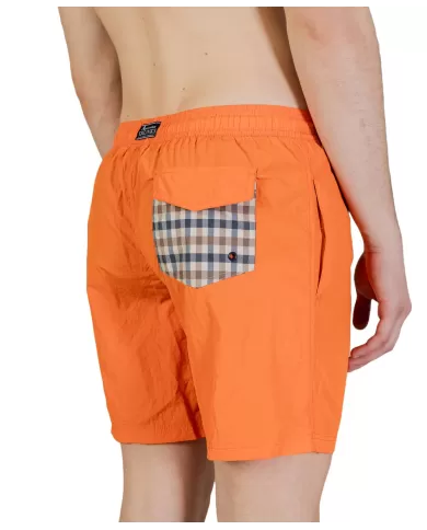 boxer mare arancio da uomo con motivo a quadri su tasca | AQUASCUTUM boxer mare arancio da uomo con motivo a quadri su tasca | AQUASCUTUM