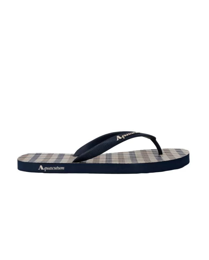 infradito navy uomo con motivo a quadri e dettaglio logo | AQUASCUM infradito navy uomo con motivo a quadri e dettaglio logo | AQUASCUM