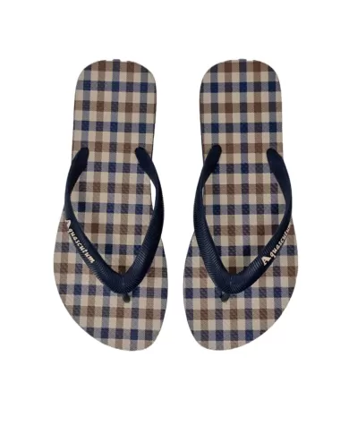 infradito navy uomo con motivo a quadri e dettaglio logo | AQUASCUM