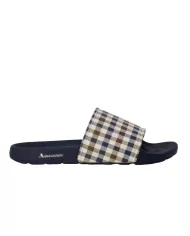 ciabatta navy da uomo con motivo a quadri e logo | AQUASCUTUM ciabatta navy da uomo con motivo a quadri e logo | AQUASCUTUM