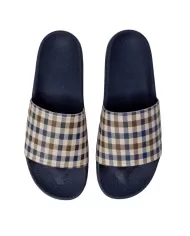 ciabatta navy da uomo con motivo a quadri e logo | AQUASCUTUM ciabatta navy da uomo con motivo a quadri e logo | AQUASCUTUM