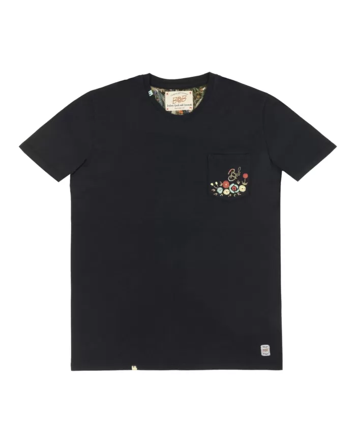 t-shirt navy da uomo con dettagli e logo ricamati | BOB t-shirt navy da uomo con dettagli e logo ricamati | BOB