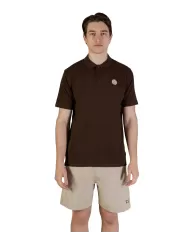 polo marrone da uomo con patch logata davanti | AQUASCUTUM