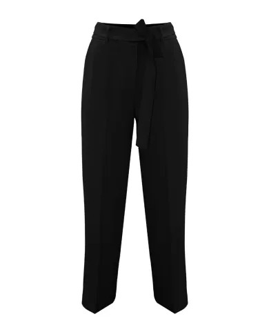 pantaloni neri da donna con dettaglio piega e cintura | KOCCA pantaloni neri da donna con dettaglio piega e cintura | KOCCA