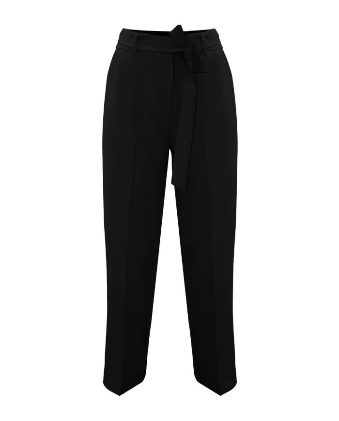 pantaloni neri da donna con dettaglio piega e cintura | KOCCA pantaloni neri da donna con dettaglio piega e cintura | KOCCA