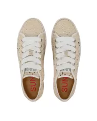 sneakers in pizzo bianco panna con logo ricamo stile patch | SUN68 sneakers in pizzo bianco panna con logo ricamo stile patch | SUN68