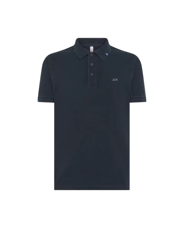 polo navy blue da uomo con scritta sul retro del colletto | SUN68 polo navy blue da uomo con scritta sul retro del colletto | SUN68