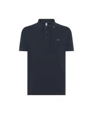 polo navy blue da uomo con scritta sul retro del colletto | SUN68