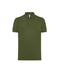 polo lavorato in cold dye verde scuro da uomo con logo ricamo | SUN68 polo lavorato in cold dye verde scuro da uomo con logo ricamo | SUN68
