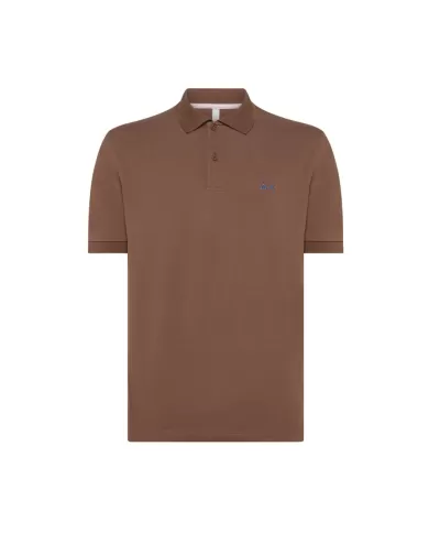 polo marrone da uomo con logo ricamato sul petto | SUN68 polo marrone da uomo con logo ricamato sul petto | SUN68
