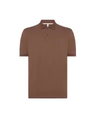 polo marrone da uomo con logo ricamato sul petto | SUN68