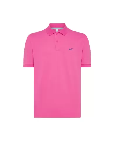 polo fuxia da uomo con logo ricamato sul petto | SUN68 polo fuxia da uomo con logo ricamato sul petto | SUN68