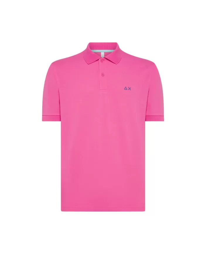 polo fuxia da uomo con logo ricamato sul petto | SUN68 polo fuxia da uomo con logo ricamato sul petto | SUN68