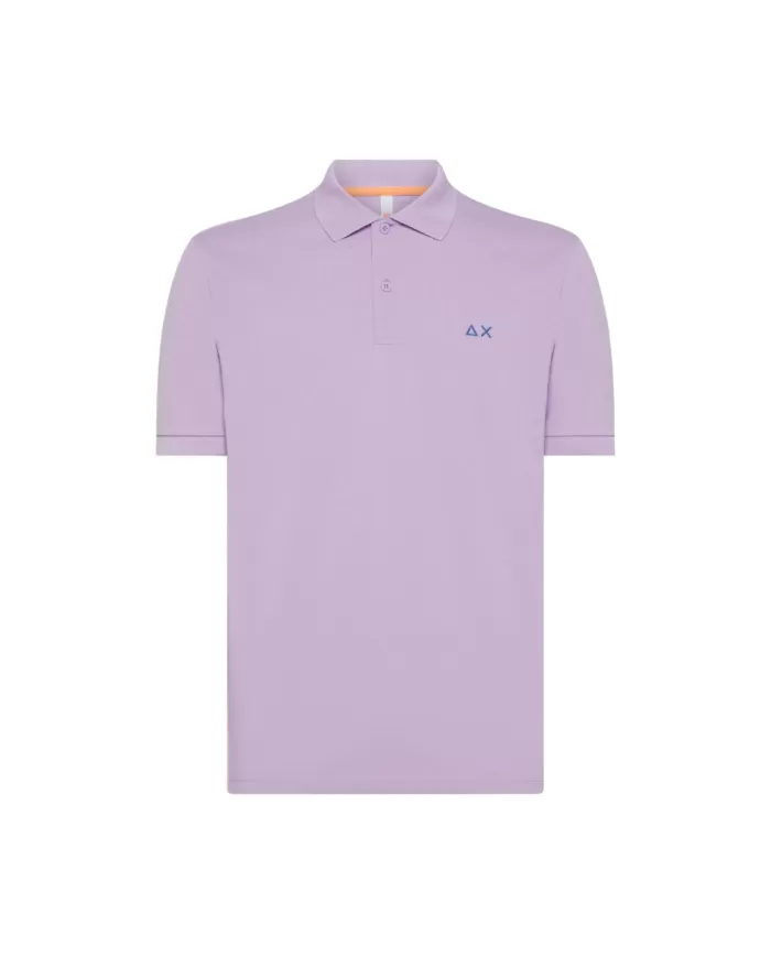polo lilla da uomo con logo ricamato sul petto | SUN68 polo lilla da uomo con logo ricamato sul petto | SUN68