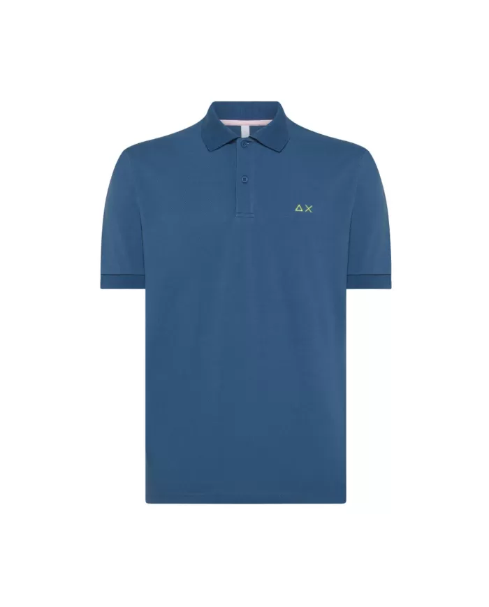 polo avio scuro da uomo con logo ricamato sul petto | SUN68 polo avio scuro da uomo con logo ricamato sul petto | SUN68