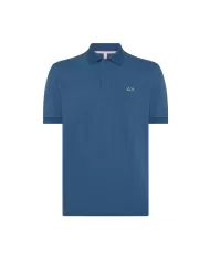 polo avio scuro da uomo con logo ricamato sul petto | SUN68 polo avio scuro da uomo con logo ricamato sul petto | SUN68