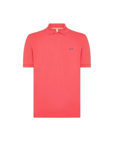 polo lampone da uomo con logo ricamato sul petto | SUN68 polo lampone da uomo con logo ricamato sul petto | SUN68