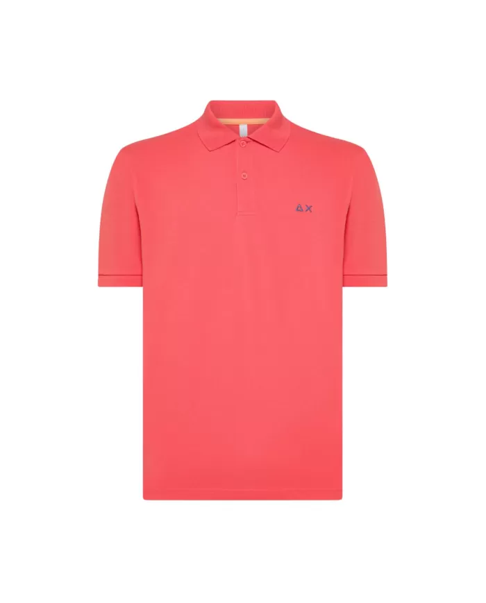 polo lampone da uomo con logo ricamato sul petto | SUN68 polo lampone da uomo con logo ricamato sul petto | SUN68